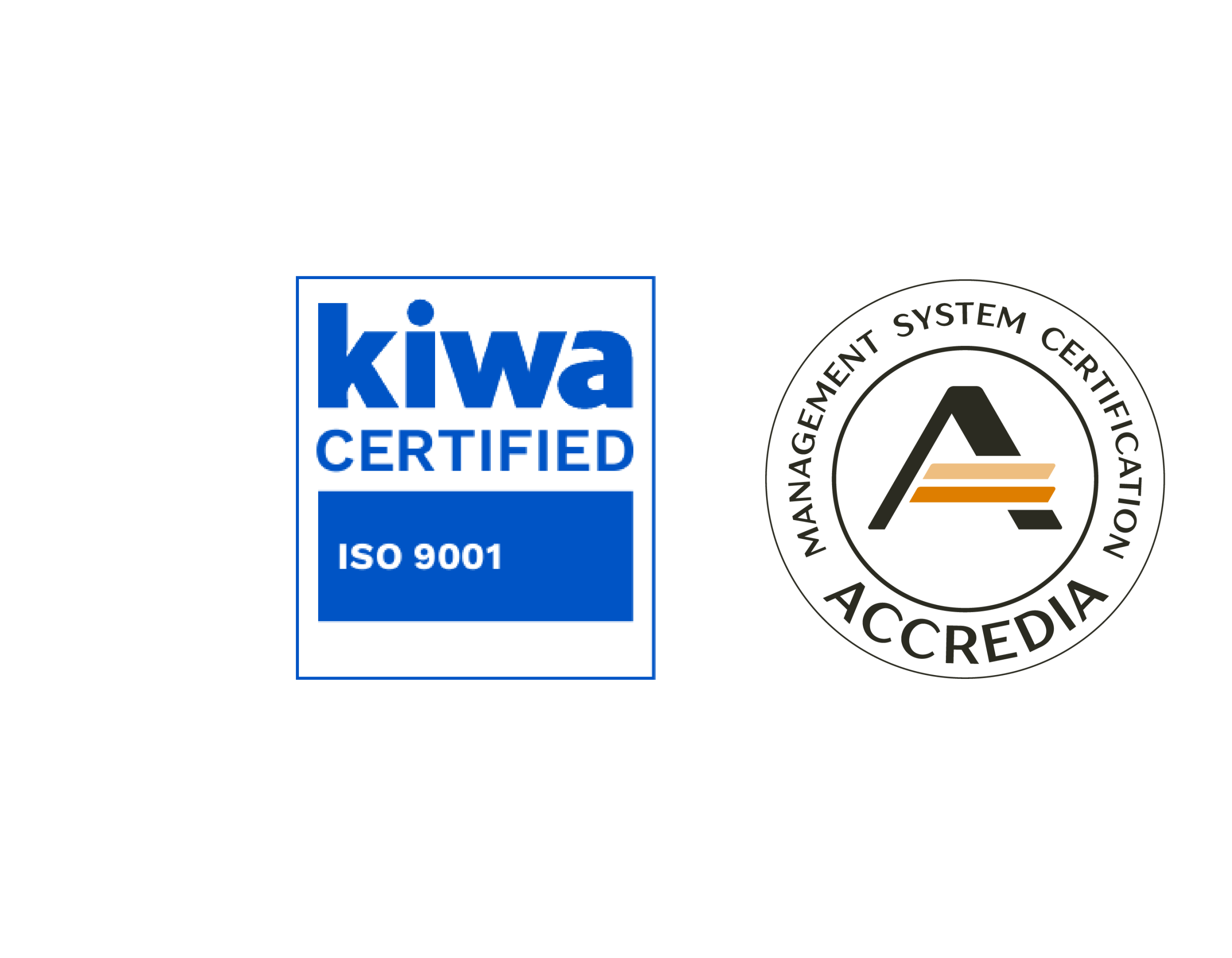 Kiwa Certified ISO 9001 con marchio Accredia Management System Certification